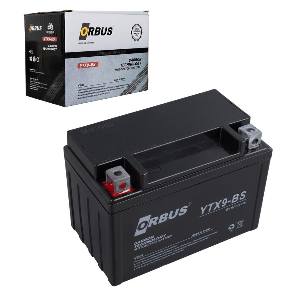 Orbus Motosiklet Aküsü 12 Volt 9 Amper Yeni Tarihli Taze Akü 150x86x107mm 2.9 Kg