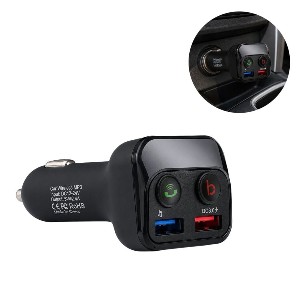 Powermaster PM-24634 Bluetooth 5.0 32 Gb Led Ekran USB/BT/TF/Çift USB 3.4 Amper FM Transmitter