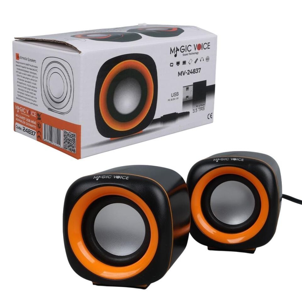 Ayt Magicvoice MV-24837 2x3 Watt Aux Multimedia Mini Usb Pc Bilgisayar Speaker Hoparlör