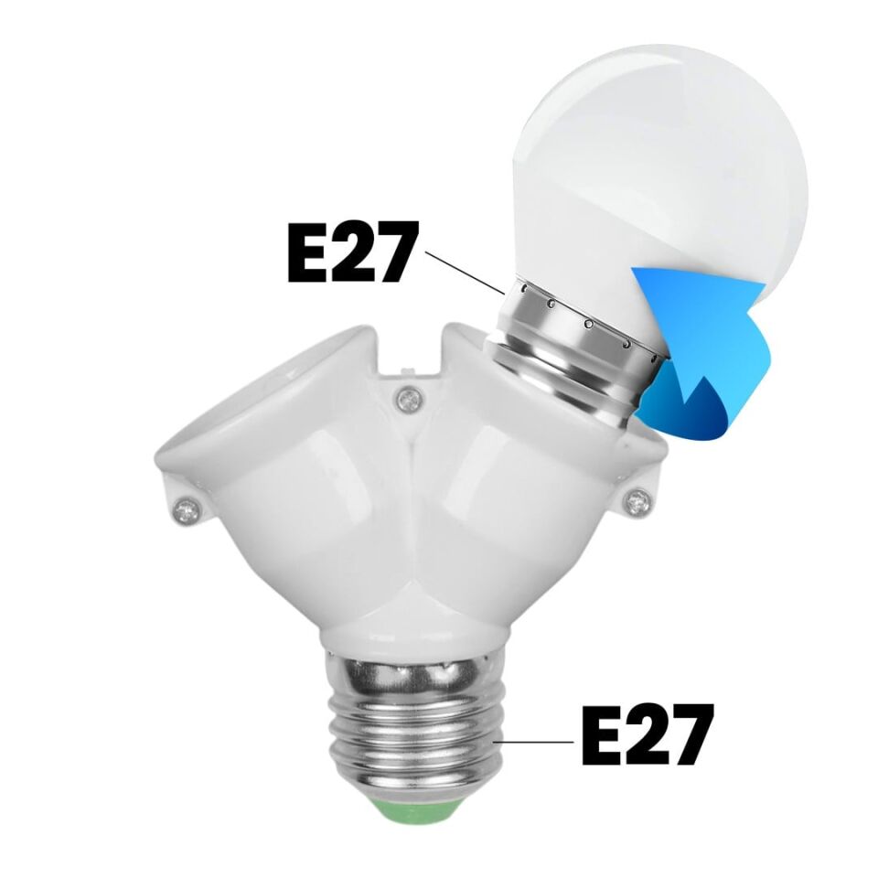 Ayt Ledx DY-101 E27 Duy Çoğaltıcı Tek Duydan Çift E27 Lamba Bağlantısı Duy Çoklayıcı