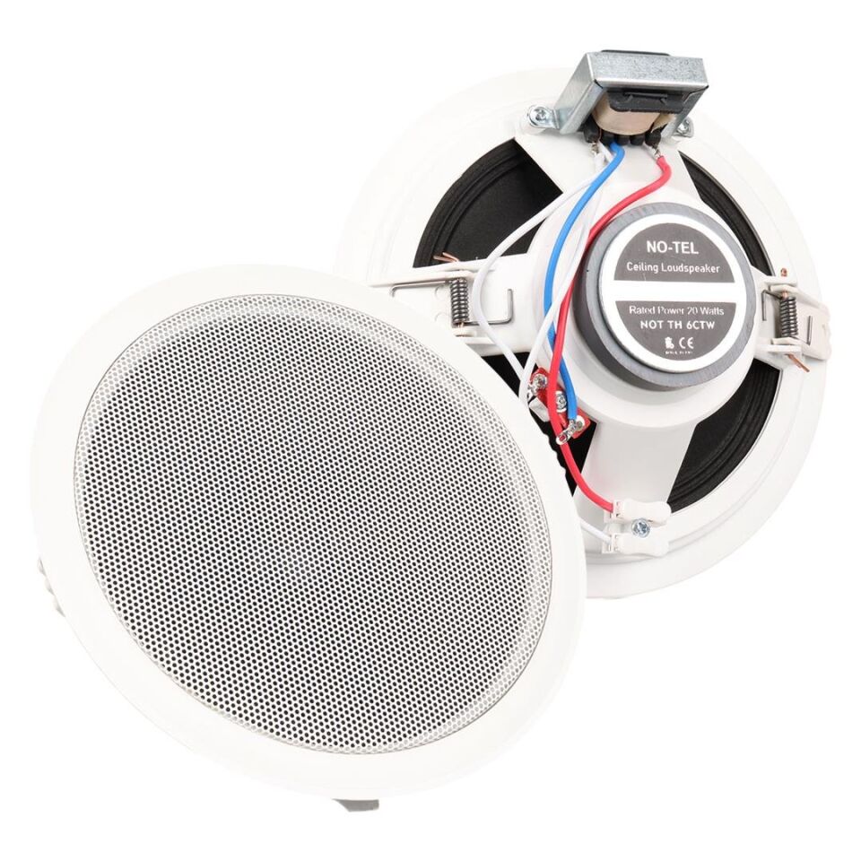 No-Tel TH6CTW 6 İnç 16 CM 20 Watt Beyaz Alçıpan Trafolu Hoparlör Tavan Kolonu Mağaza Cami Okul İçin