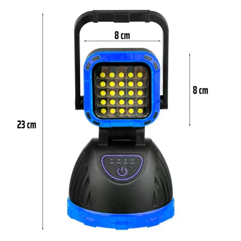 Powermaster PM-8033B 6 Modlu EL Feneri Ve Işıldak Acil Durum Lambası 25 Cob Ledli Solar Şarjlı