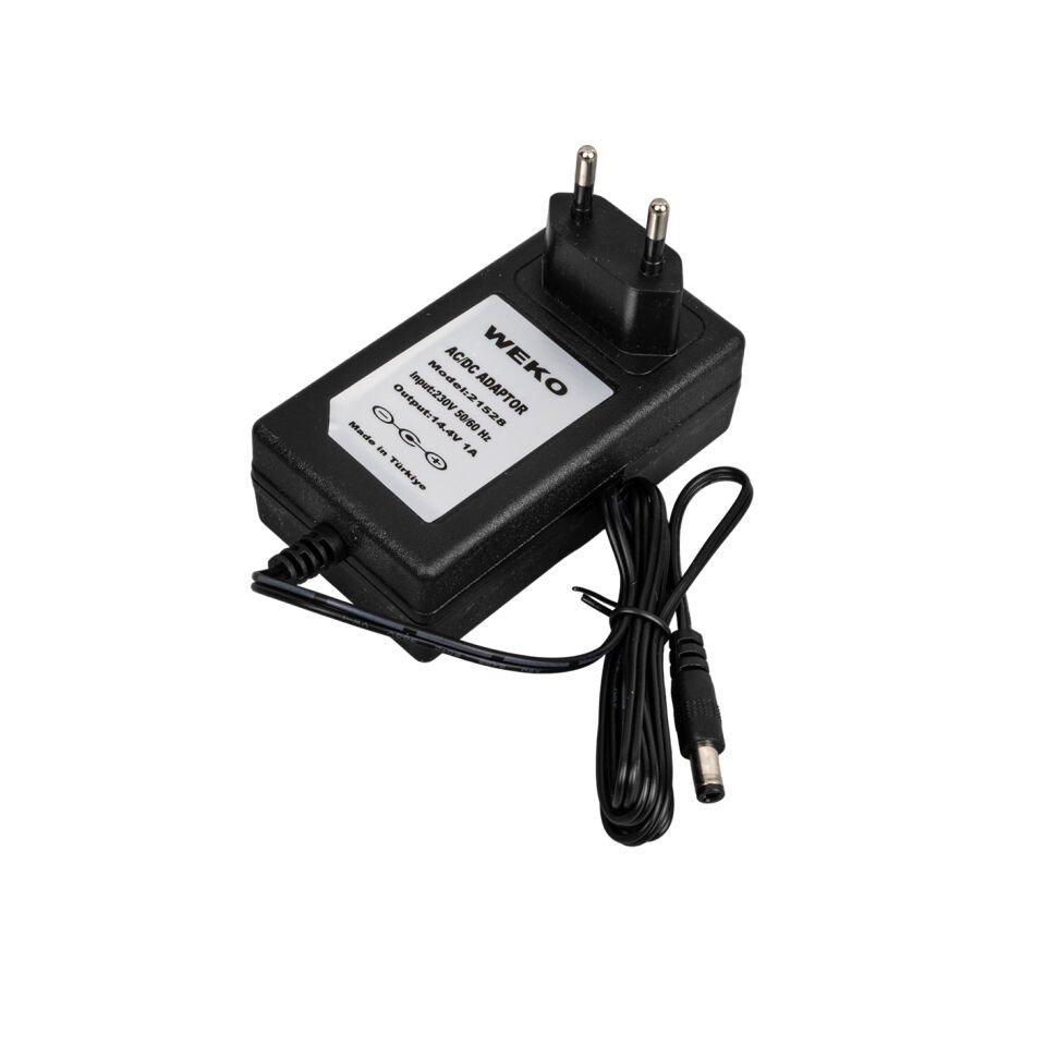Weko 14.4 Volt 1 Amper Priz Tipi Adaptör Kırmızı Yeşil Ledli Şarj Dolum Göstergeli 5.5x2.5 Uçlu