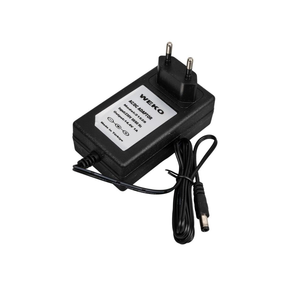 Weko 14.4 Volt 1 Amper Priz Tipi Adaptör Kırmızı Yeşil Ledli Şarj Dolum Göstergeli 5.5x2.5 Uçlu