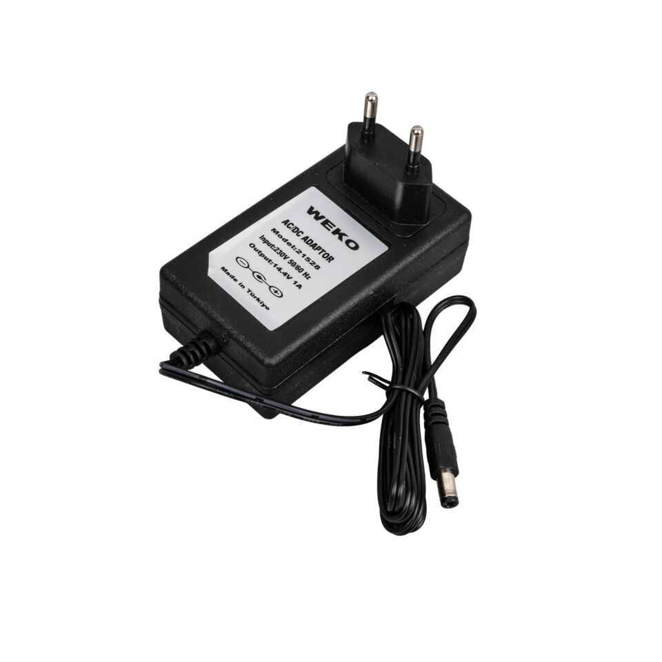 Weko 14.4 Volt 1 Amper Priz Tipi Adaptör Kırmızı Yeşil Ledli Şarj Dolum Göstergeli 5.5x2.5 Uçlu