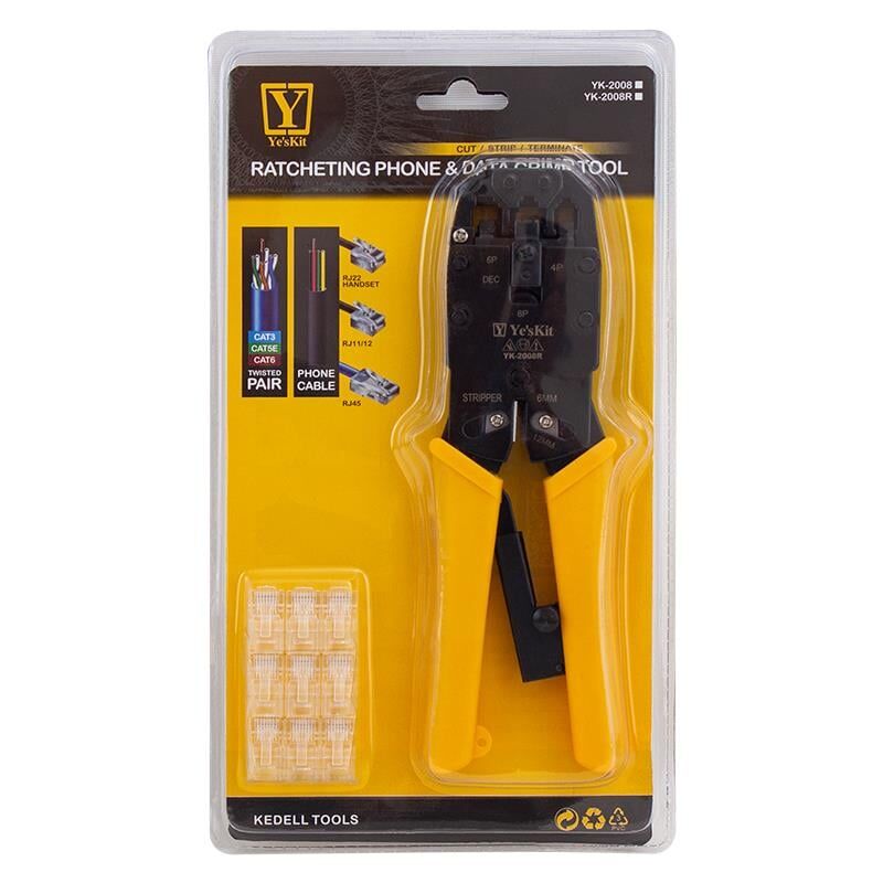 Ayt Powermaster YK-2008R RJ11-RJ12-RJ22-RJ45 Ethernet Sıkma Pensesi Telefon İnternet Jack Soket Takma Sıkma Pense