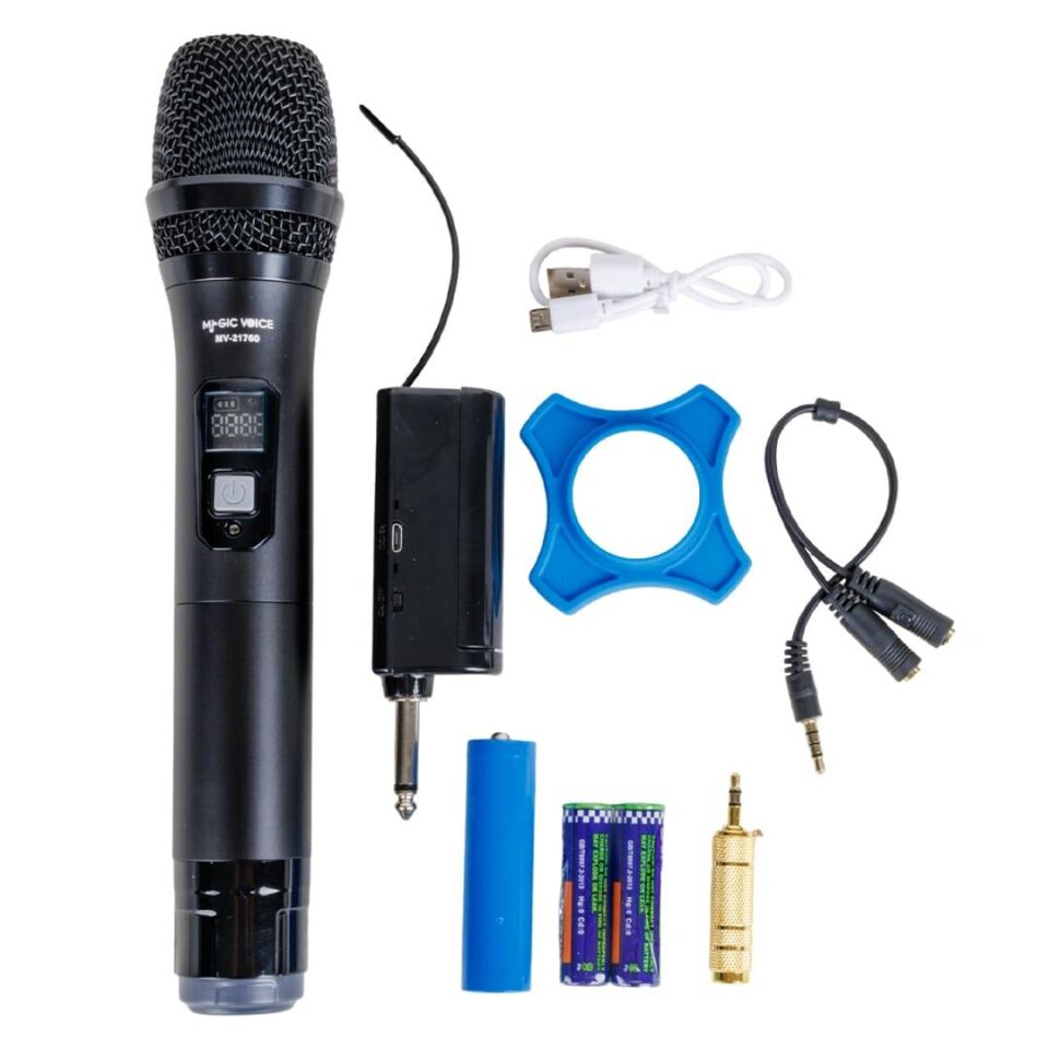 Ayt Magicvoice MV-21760 Uhf Ekranlı Kablosuz Telsiz Mikrofon Kablosuz El Mikrofonu 6.3 Mm Soketli Jack Girişli