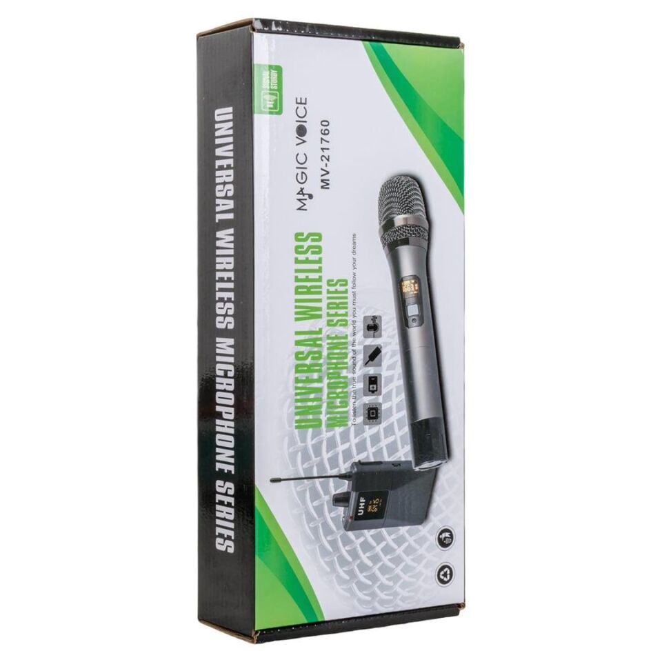 Ayt Magicvoice MV-21760 Uhf Ekranlı Kablosuz Telsiz Mikrofon Kablosuz El Mikrofonu 6.3 Mm Soketli Jack Girişli