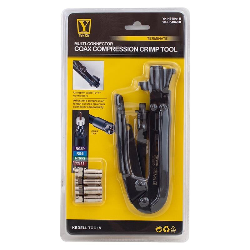 Ayt Powermaster YK-H548A1 RG11 30.5-36Mm R59-RG6 15.5-21.3Mm Sıkma Pensesi Uydu Konnektör Sıkma Takma Pensesi