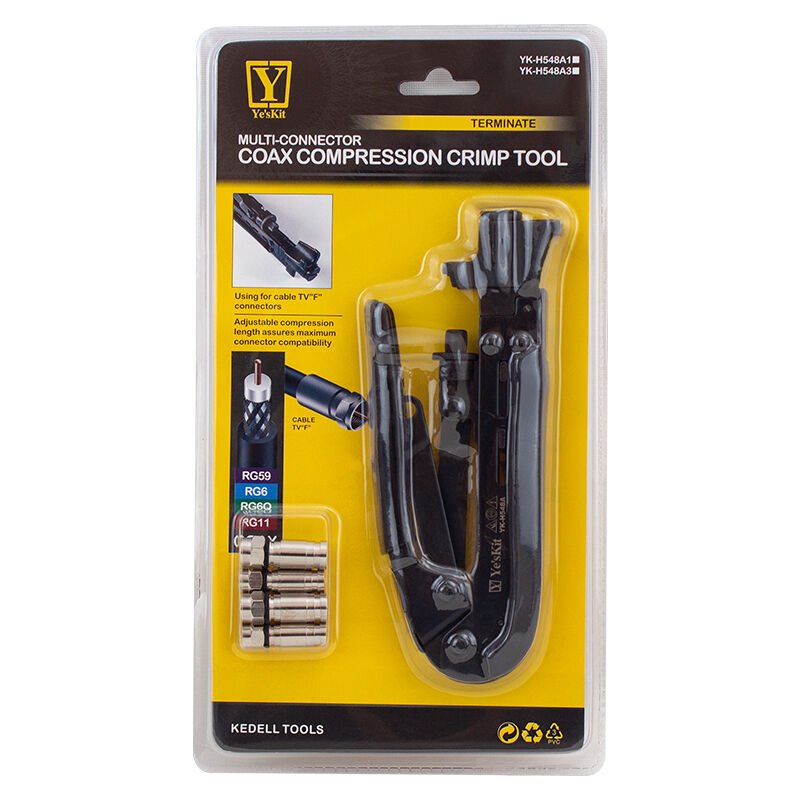 Ayt Powermaster YK-H548A1 RG11 30.5-36Mm R59-RG6 15.5-21.3Mm Sıkma Pensesi Uydu Konnektör Sıkma Takma Pensesi