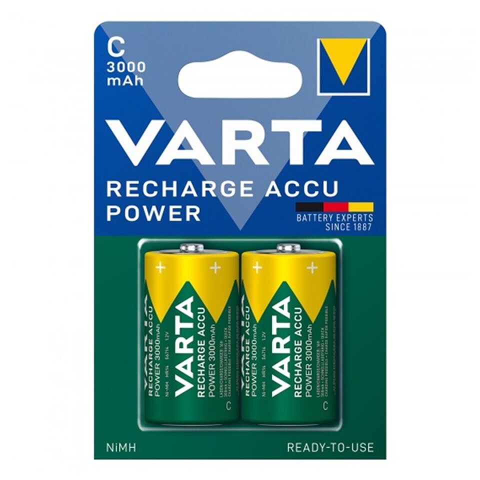 Varta HR14 3000Mah C Orta Boy 1.2 Volt Ni-Mh Şarjlı Pil 2Li Paket (Şarj Edilebilir)