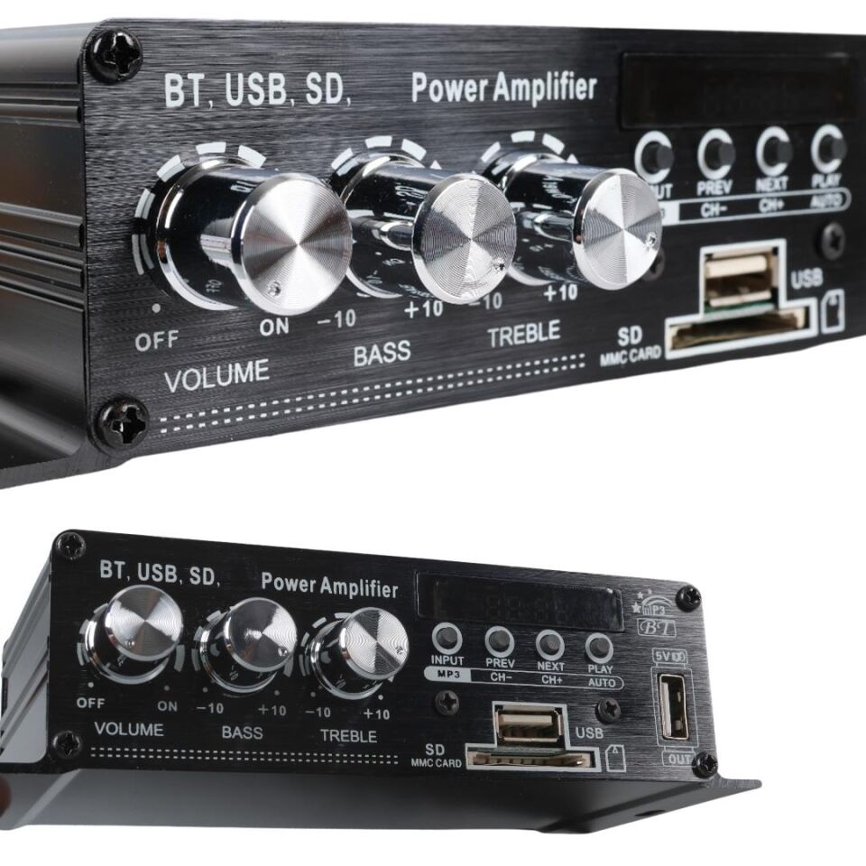 Magicvoice YW-406L 12 Volt 100 Watt Motosiklet Bluetooth Amfi Usb Sd Kart 2 Kanal Pazarcı Anfi 154X80X42Mm