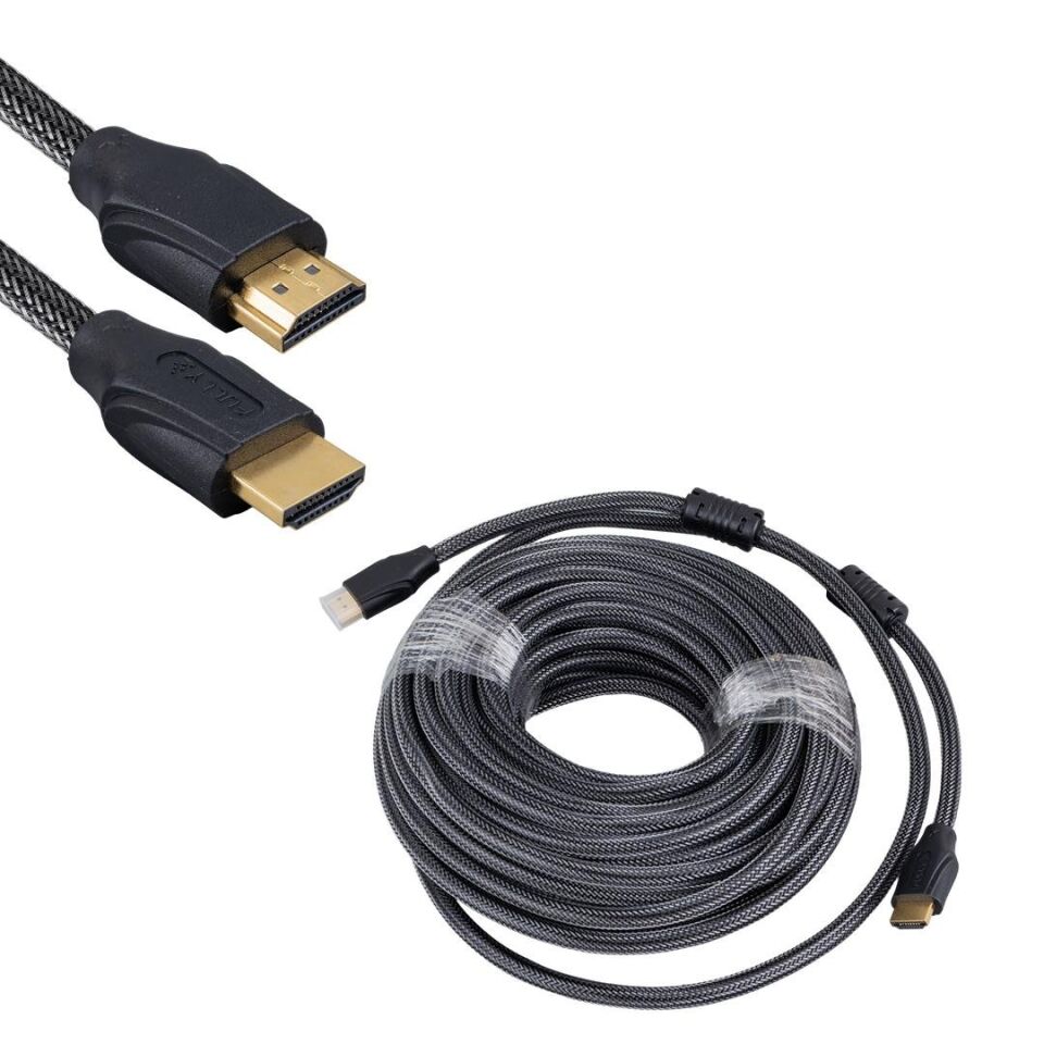 Ayt Fully G507e 15 Metre Örgülü Dol Uçlu Hdmi Kablo Bilgisayar Uydu Cihazı Lcd Led Tv İçin Görüntü AKtarma Kablosu