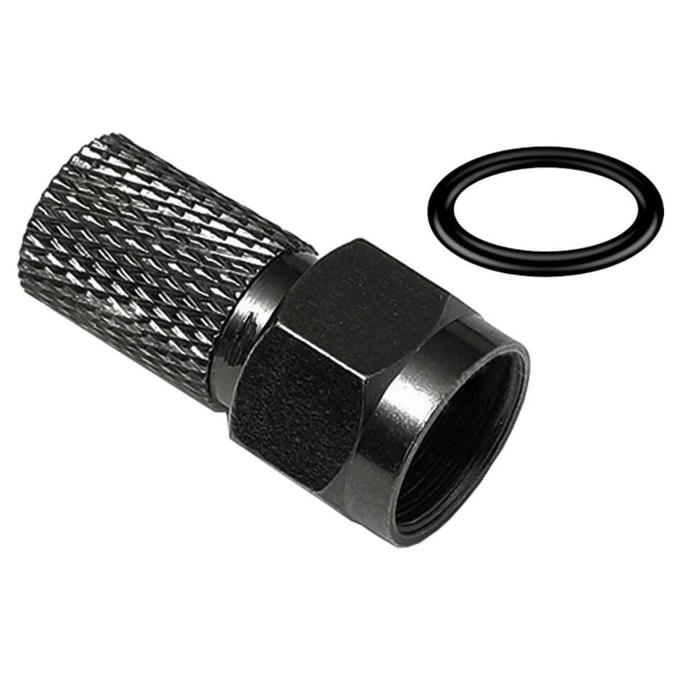 Ayt E-325 Siyah Contalı RG6 U6 22mm 1.Kalite F Konnektör 100'lü Poşet Uydu Soket Konnektörü