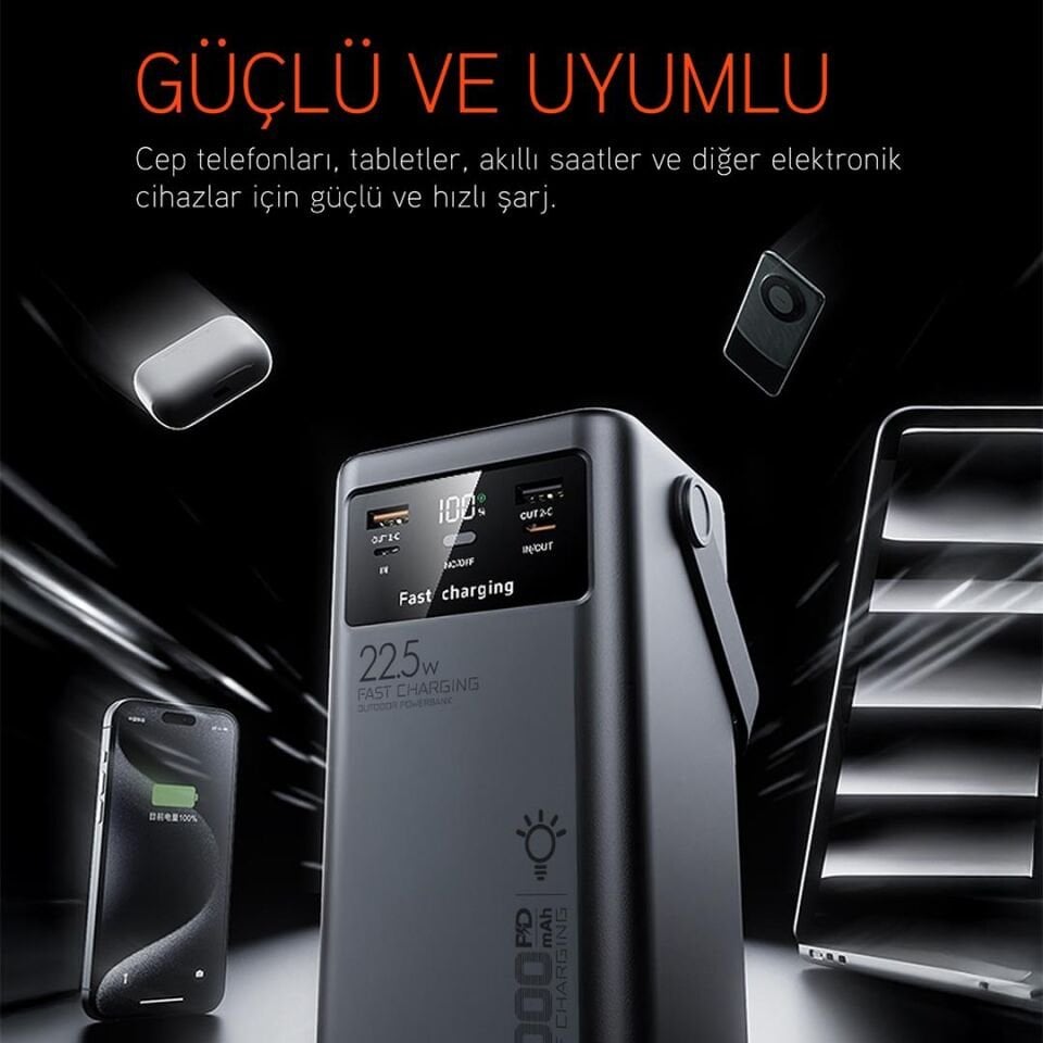 Powerway PD50 50.000Mah 22.5W Süper Hızlı Şarjlı Powerbank