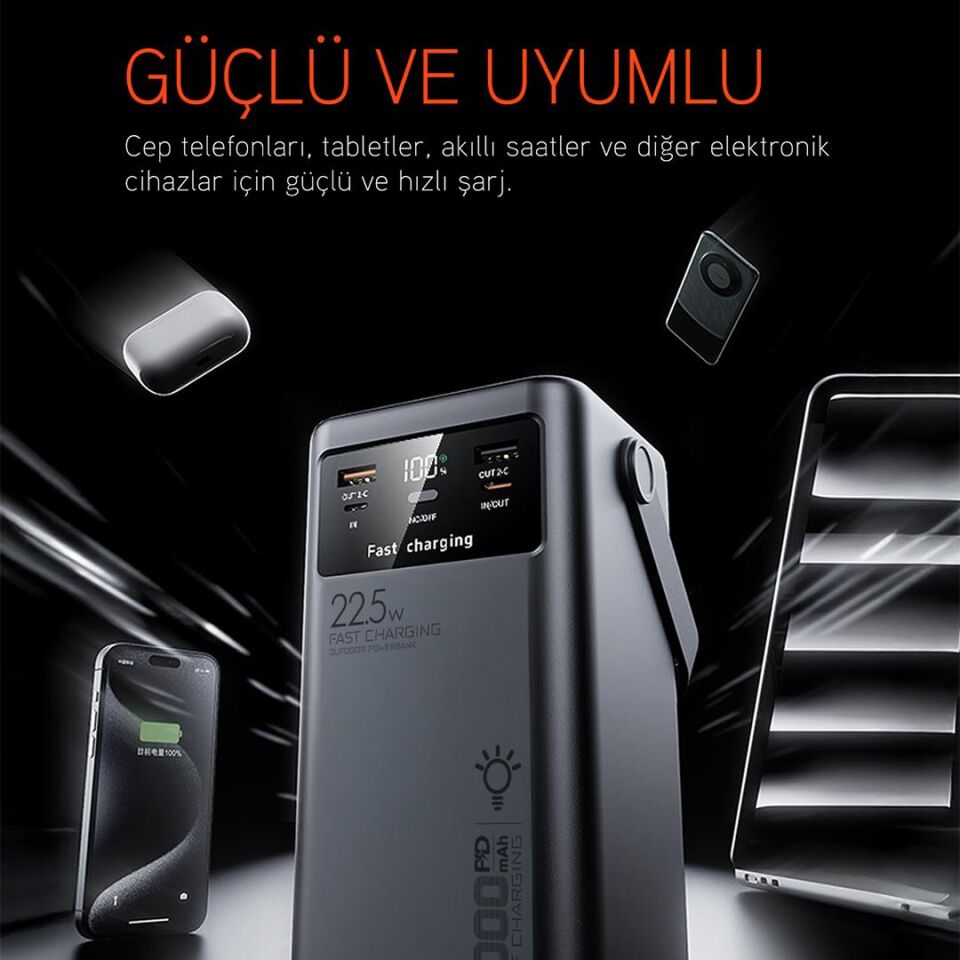 Powerway PD50 50.000Mah 22.5W Süper Hızlı Şarjlı Powerbank