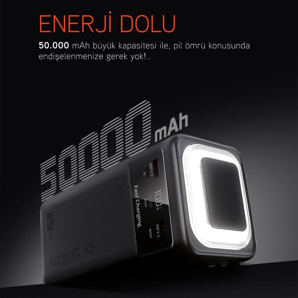 Powerway PD50 50.000Mah 22.5W Süper Hızlı Şarjlı Powerbank