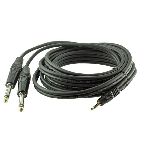 3.5 Mm Stereo E 2x6.3mm Mono Erkek Kablo 3 Metre Gitar Ses Kablosu