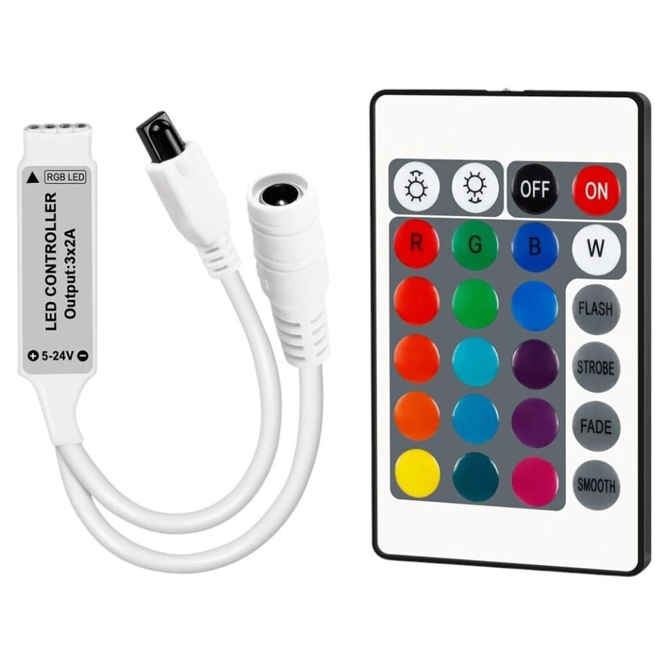Powermaster PM-4615 5-12-24 Volt 3X2 Amper Mini 24 Tuşlu Led RGB Kontrol Cihazı