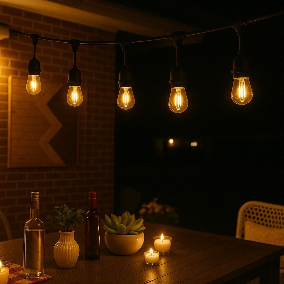 Ayt Ledx KB00001 5 li E27 Duy Sıralı 5 Metre Lamba Kablosu 5 Adet Duy İçerir Açık Hava Düğün Eğlence Alanı Aydınlatma