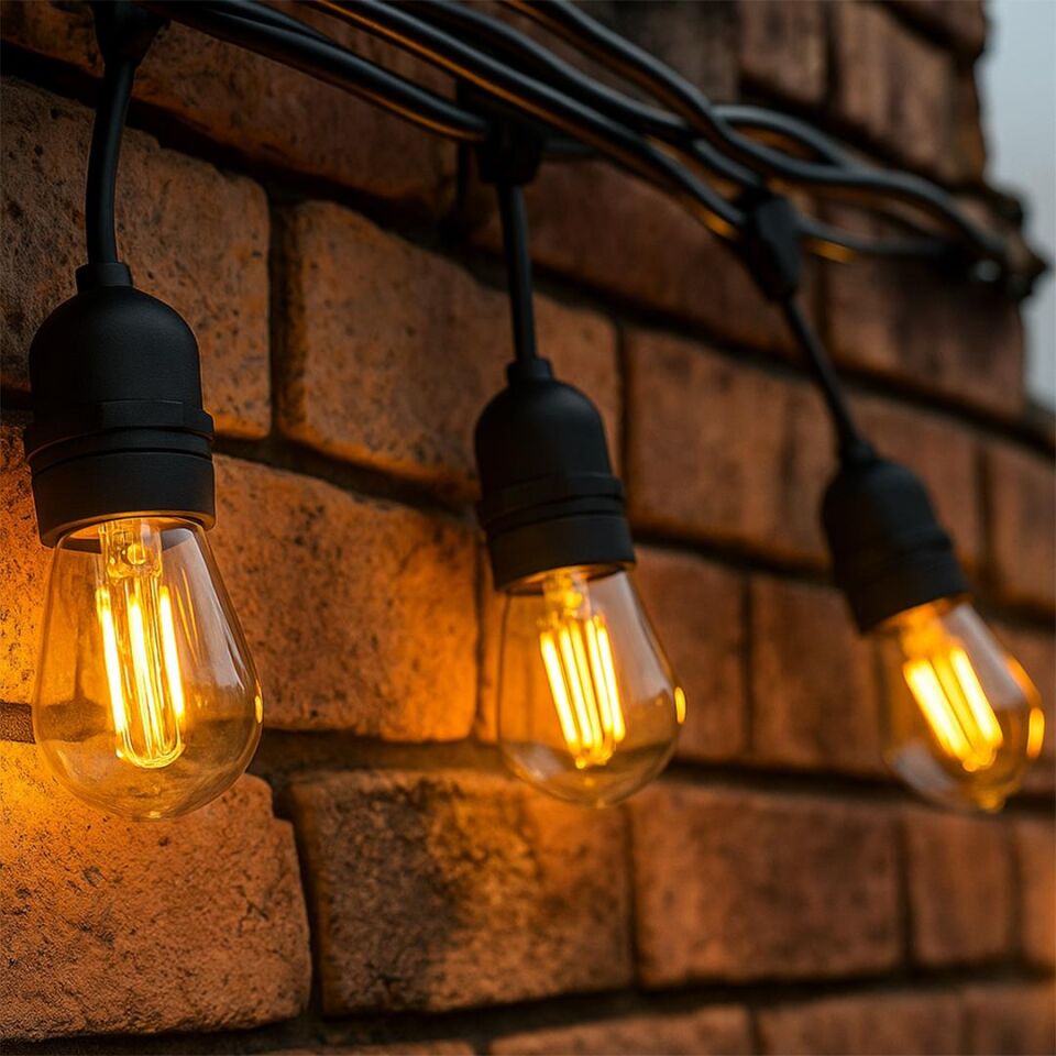 Ayt Ledx KB00001 5 li E27 Duy Sıralı 5 Metre Lamba Kablosu 5 Adet Duy İçerir Açık Hava Düğün Eğlence Alanı Aydınlatma