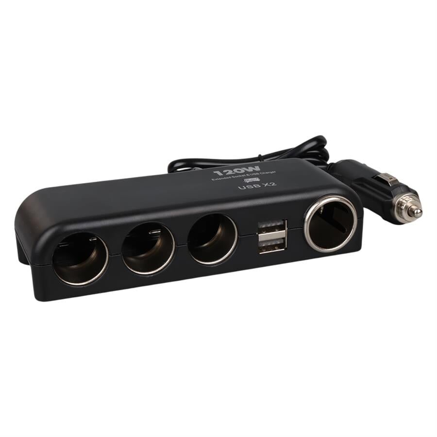 Olesson 1525 12-24V Çift USB'LI 120W 80cm Kablolu 4 LÜ Araç Oto Tır Çakmak Çoklayıcı Çakmaklık Çoğaltıcı