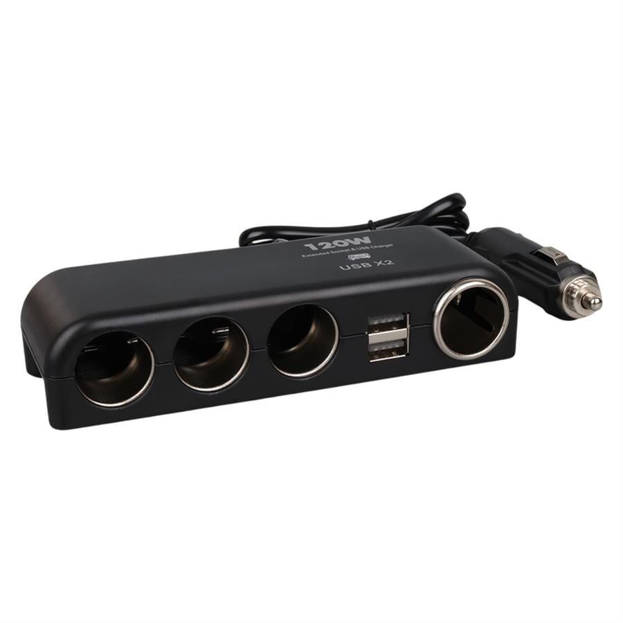 Olesson 1525 12-24V Çift USB'LI 120W 80cm Kablolu 4 LÜ Araç Oto Tır Çakmak Çoklayıcı Çakmaklık Çoğaltıcı