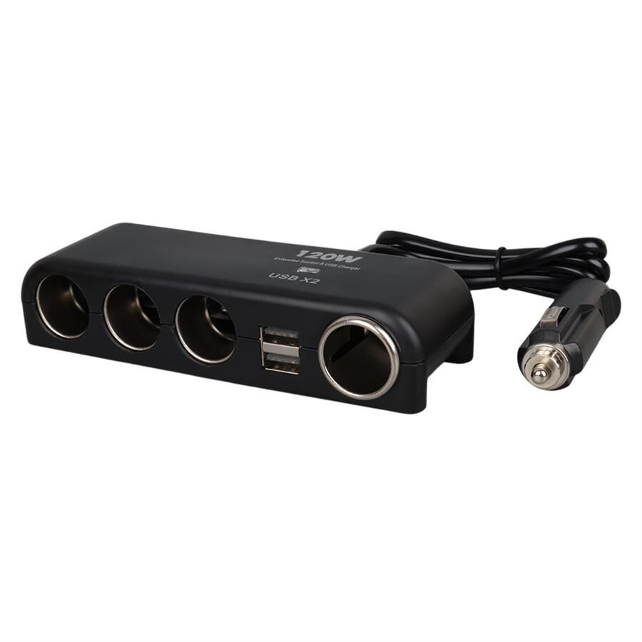 Olesson 1525 12-24V Çift USB'LI 120W 80cm Kablolu 4 LÜ Araç Oto Tır Çakmak Çoklayıcı Çakmaklık Çoğaltıcı