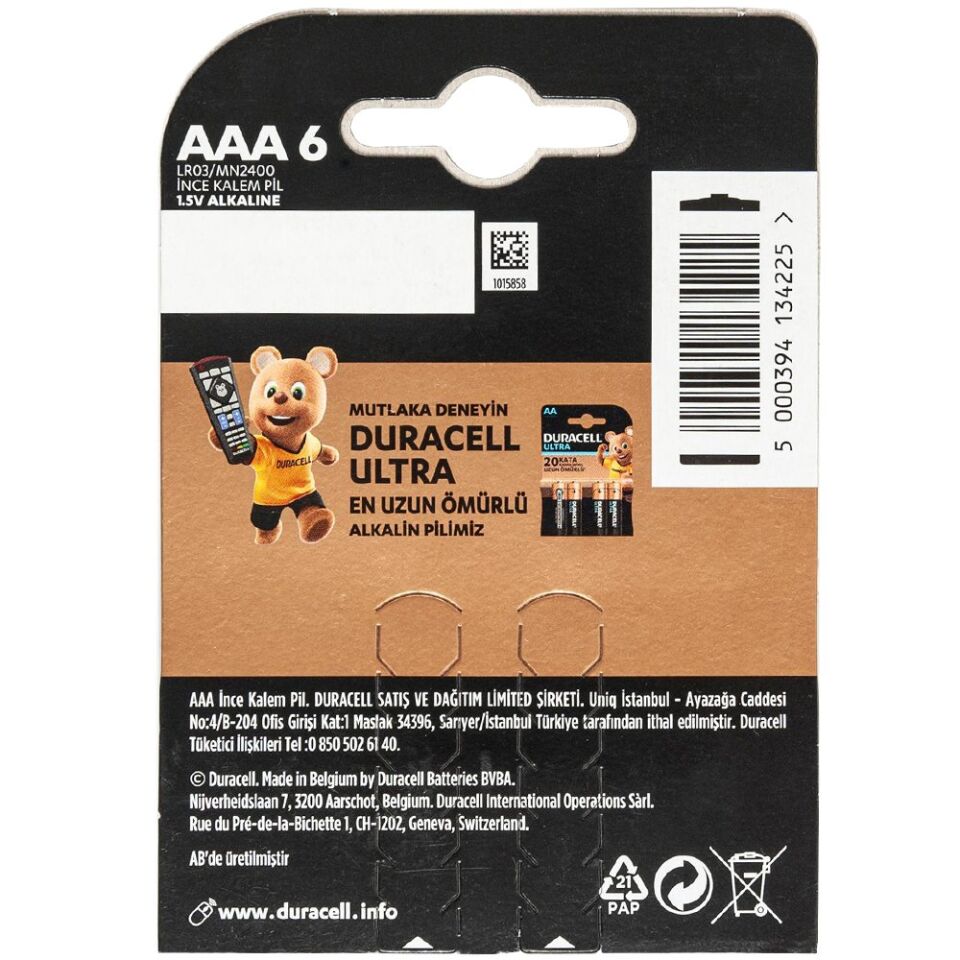 Duracell Basic İnce AAA Kalem Pil 6'lı