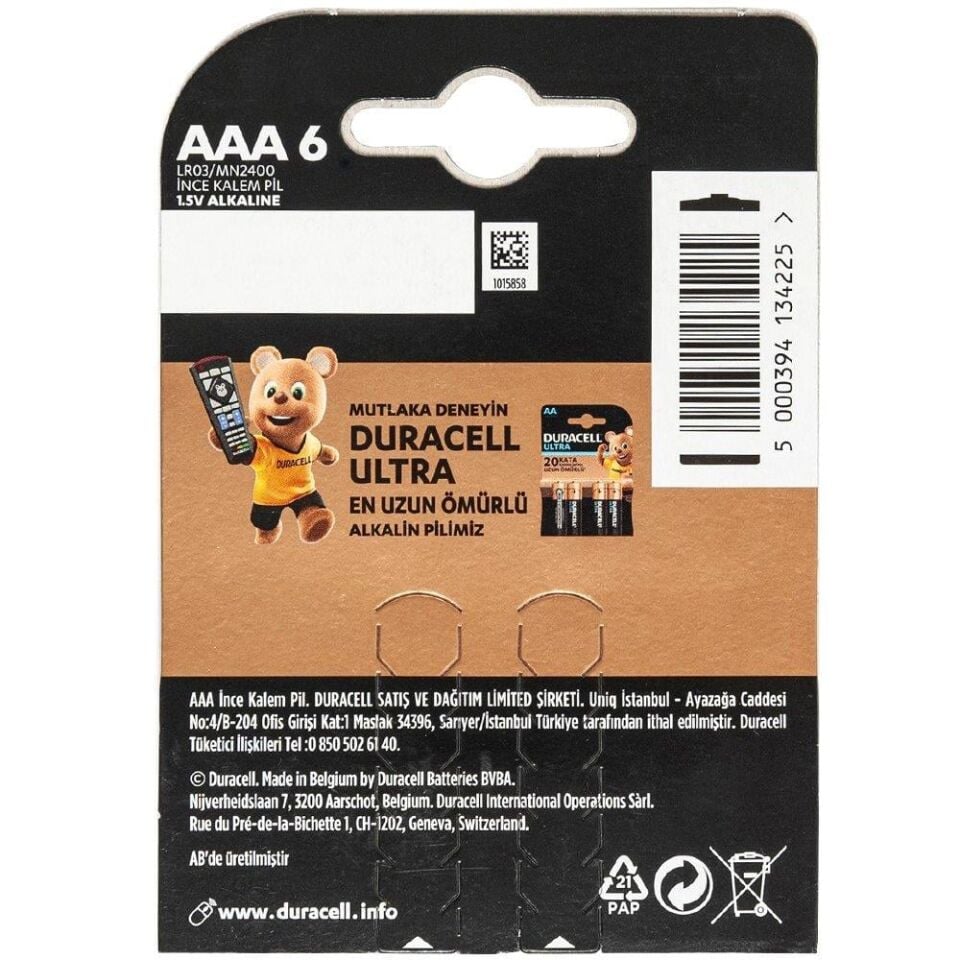 Duracell Basic İnce AAA Kalem Pil 6'Lı