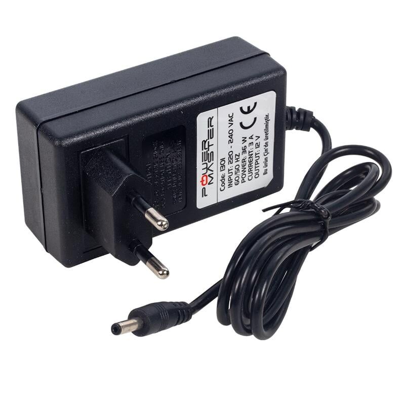 Powermaster PM-1301 12 Volt - 3 Amper 3.5*1.35 Mm Uçlu Vera Yazar Kasa Pos Plastik Kasa Adaptör