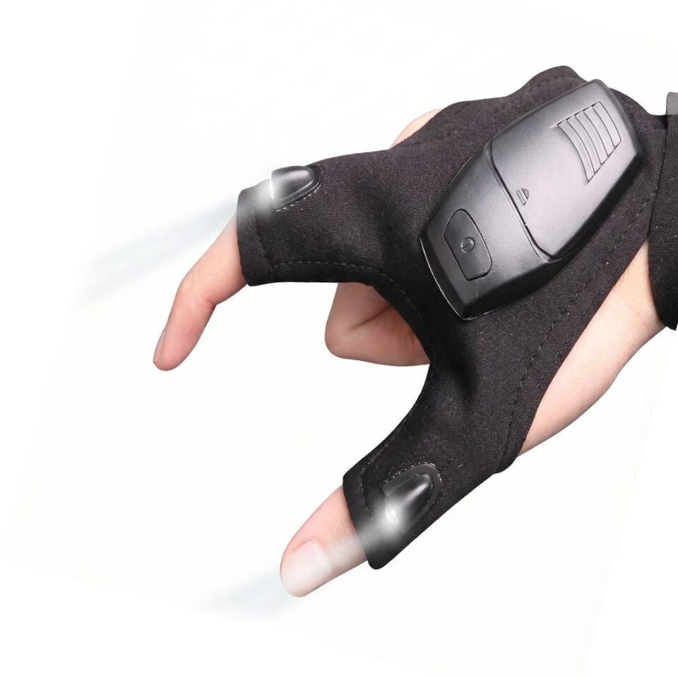 Powermaster PM-29267 Tamir Mekanik İş Balıkçı Şarjlı Parmak Led Aydınlatma Çalışma Eldiveni Tek El Işıklı