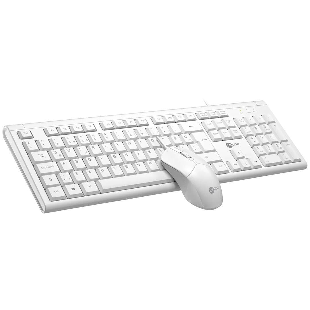 Lenovo Lecoo CM101 USB Kablolu Türkçe Q Klavye - Mouse Set Beyaz
