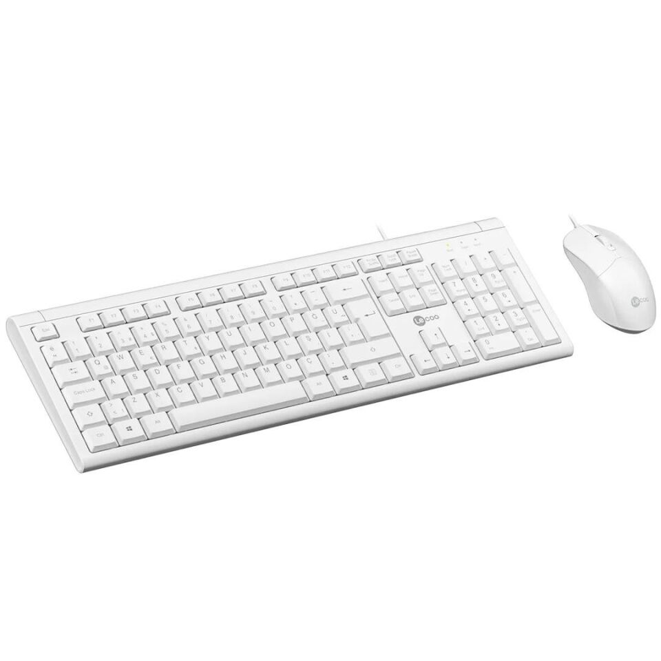 Lenovo Lecoo CM101 USB Kablolu Türkçe Q Klavye - Mouse Set Beyaz