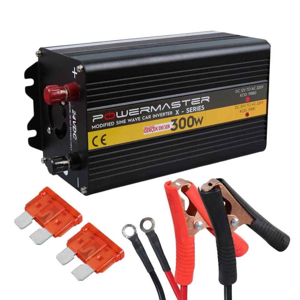 Powermaster 24-220V 24 Volt 300 Waat Modified Sınus İnverter PWR300-24v 24 Volt 220 Volt Dönüştürücü Çevirici
