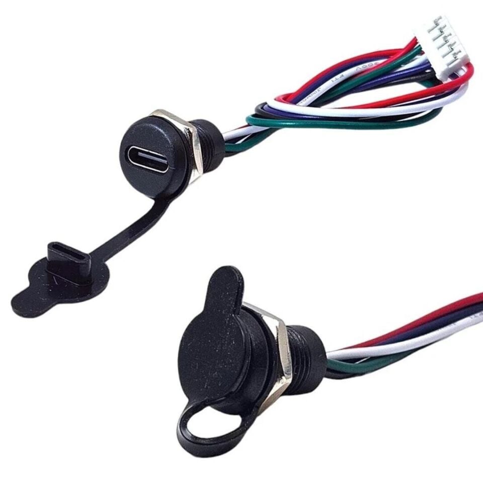 Ayt Intercom IC-266T-2 Pano Tip TYPE-C Şase Dişi 5 Pin Soketli Şarj Ve Data Bağlantı Modülü Soket Su Geçirmez