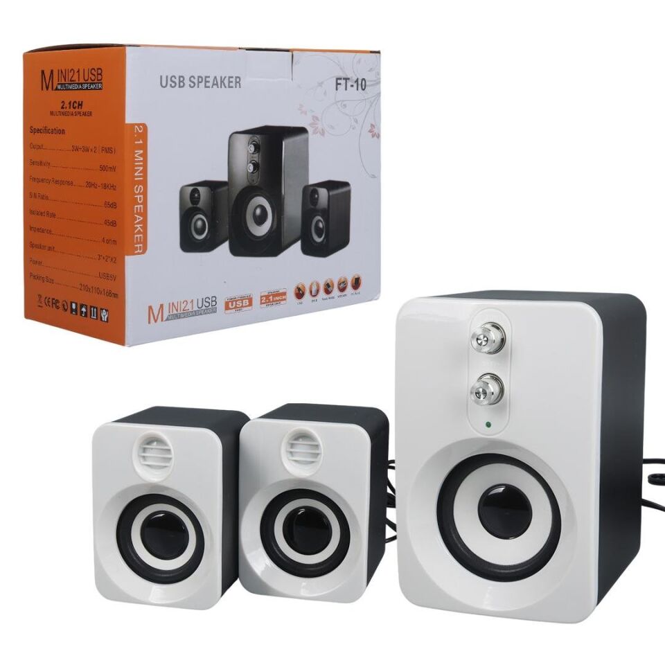 Ayt Magicvoice FT-10 4 Ohm 2+1 Usb Mini Hoparlör Bilgisayar Pc Yanı Ses Sistemi Hoparlör