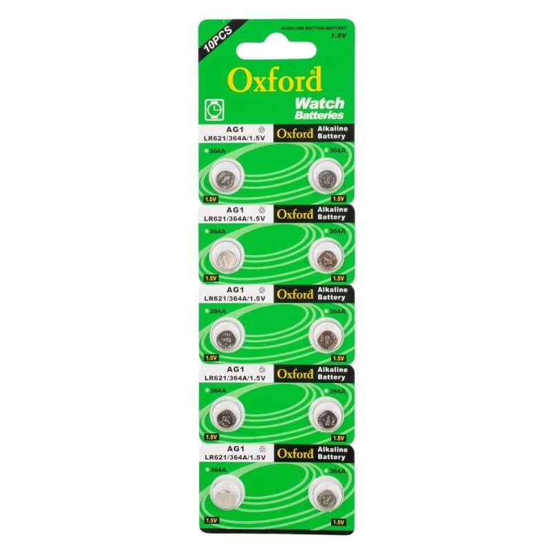 Oxford AG1 LR621 Alkalin 10 lu Saat Pili Düğme Pil 1.55 Volt