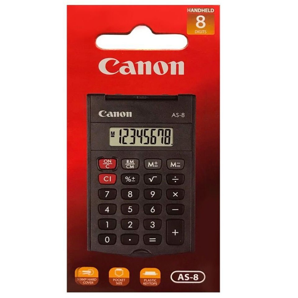 Canon AS-8 Siyah 8 Haneli Kapaklı Cep Tipi Hesap Makinesi