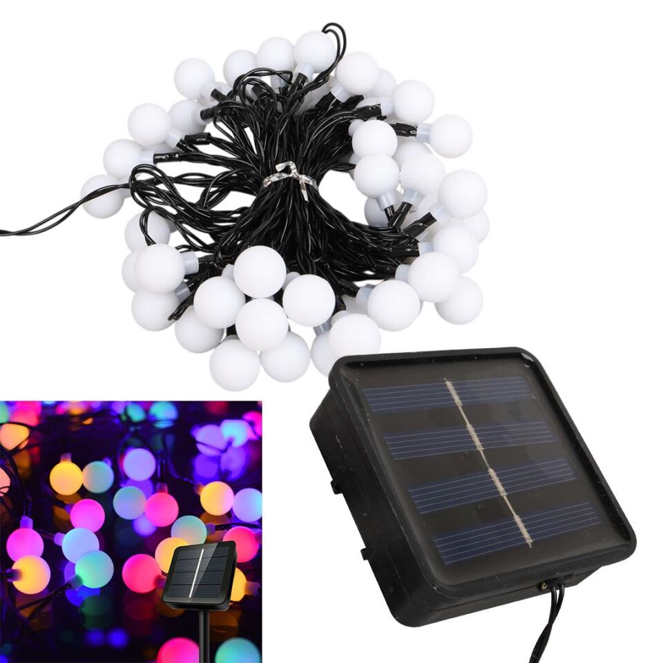 Winnboss EKL-12 7 Metre 50 Top Ledli Renkli 8 Modlu Solar Güneş Enerji Panelli Dış Mekan Aydınlatma Led 5 Watt