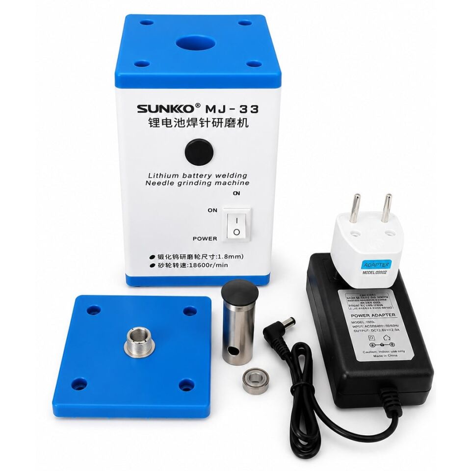 Sunkko MJ-33 Pil Ve Punta Kalemi Taşlama Makinesi Elektrot Ve 18650 Zımpara Cihazı