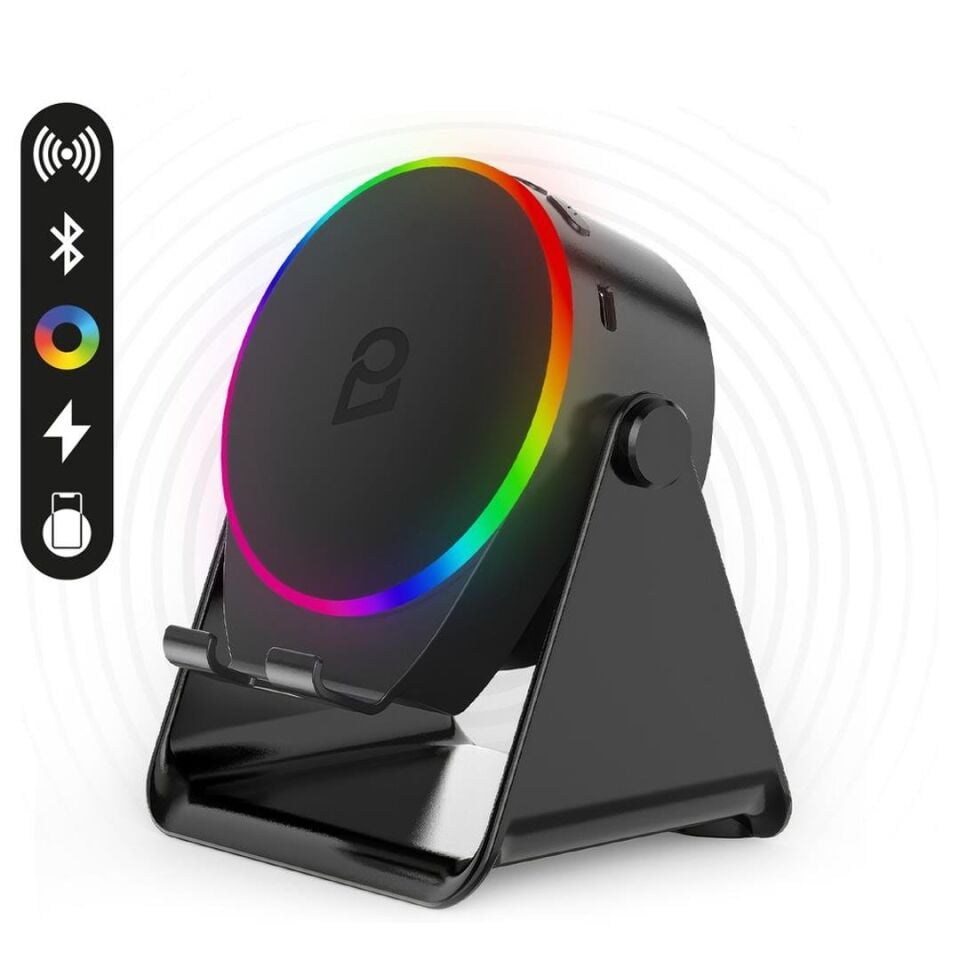 Enkado EKD-S10 5W İndüksiyonlu Bluetooth Hoparlör Ses Yükselten 2000Mah RGB Işıklı Standlı Speaker