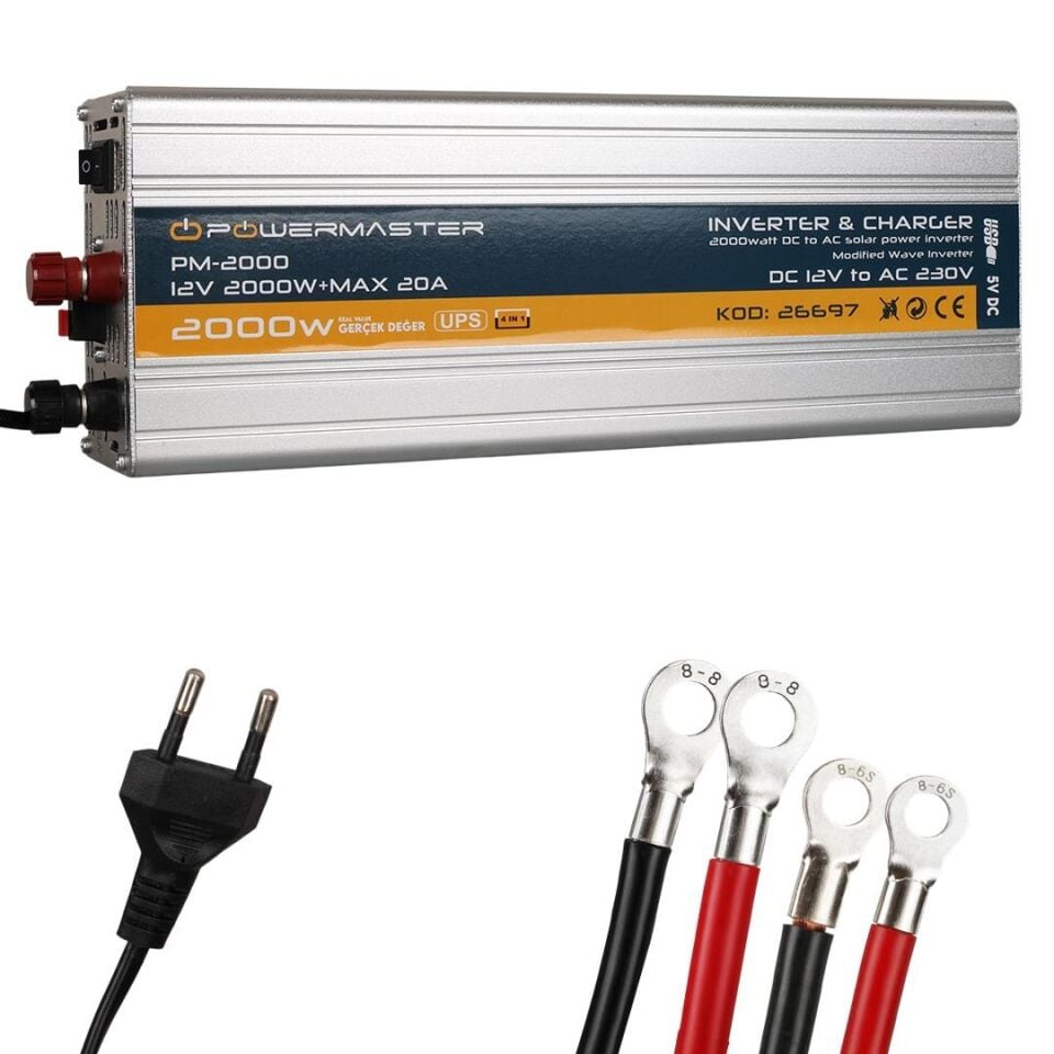 Powermaster PM-2000 12 Volt - 2000 Watt Şarjlı UPS'li Inverter