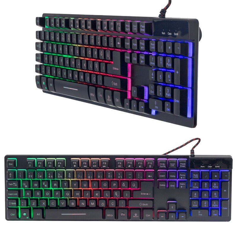 Ayt HL-18744 Usb Kablolu Metal Kasa Mekanik Hisli RGB Işıklı Oyuncu Gaming Q Klavye
