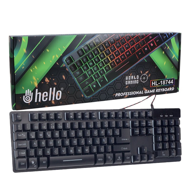 Ayt HL-18744 Usb Kablolu Metal Kasa Mekanik Hisli RGB Işıklı Oyuncu Gaming Q Klavye