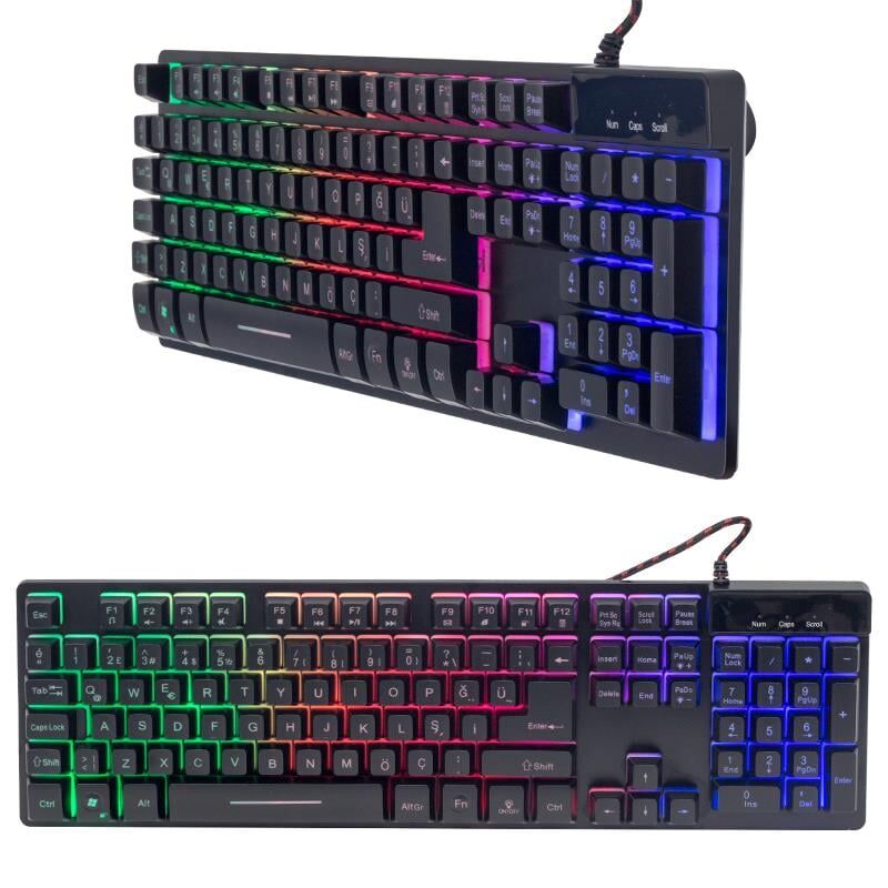 Ayt HL-18744 Usb Kablolu Metal Kasa Mekanik Hisli RGB Işıklı Oyuncu Gaming Q Klavye