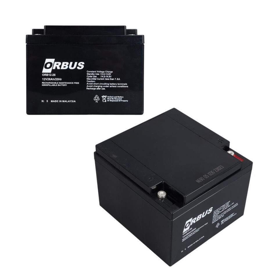 Orbus Kuru Akü 12 Volt 26 Ah Yeni Tarihli 176x166x125 mm 8 Kg