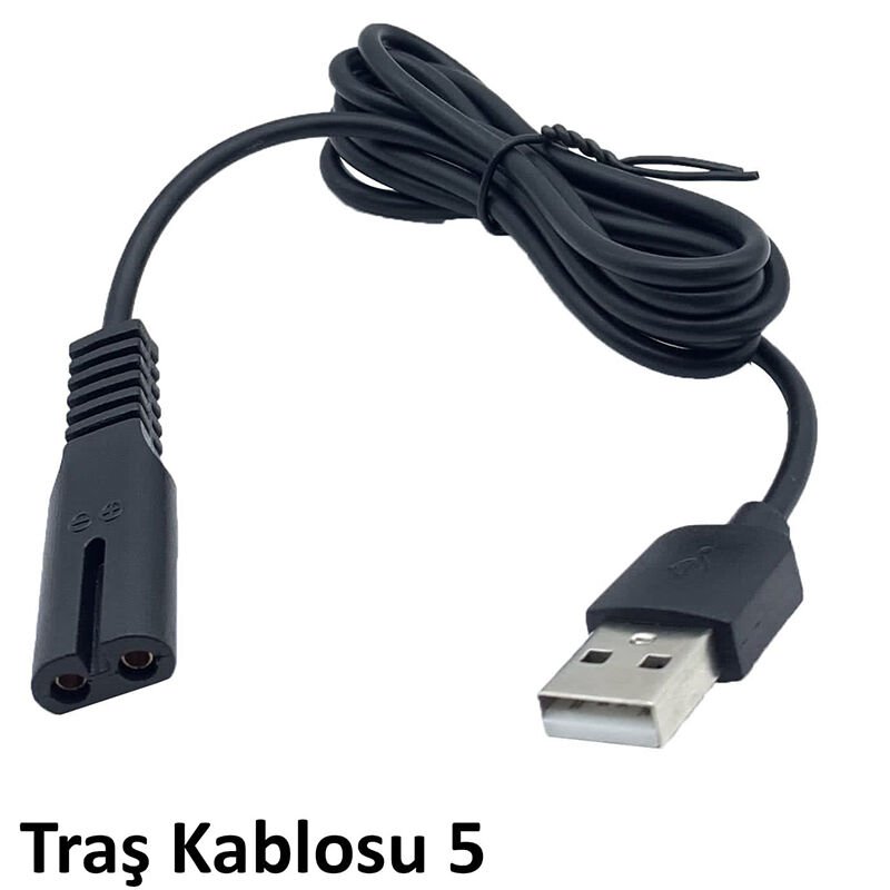 Ayt Tıraş Makinaları İçin Usb Şarj Kablosu 1 Metre 7.7 x 13.7 mm No:5