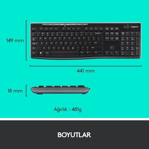 LOGITECH MK270 SİYAH KABLOSUZ Q KLAVYE SET
