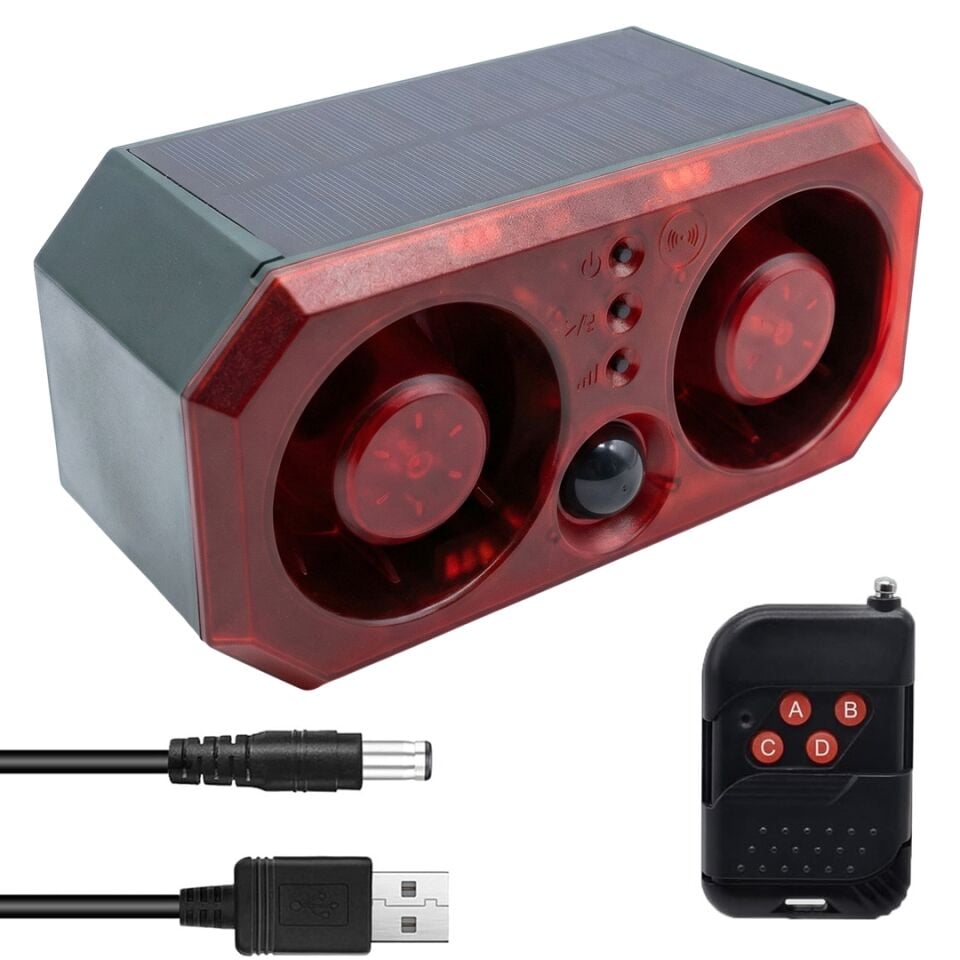 Powermaster PM-26945 DC 5V Solar Güneş Enerjili Sesli Hayvan Kovucu Alarm Cihazı